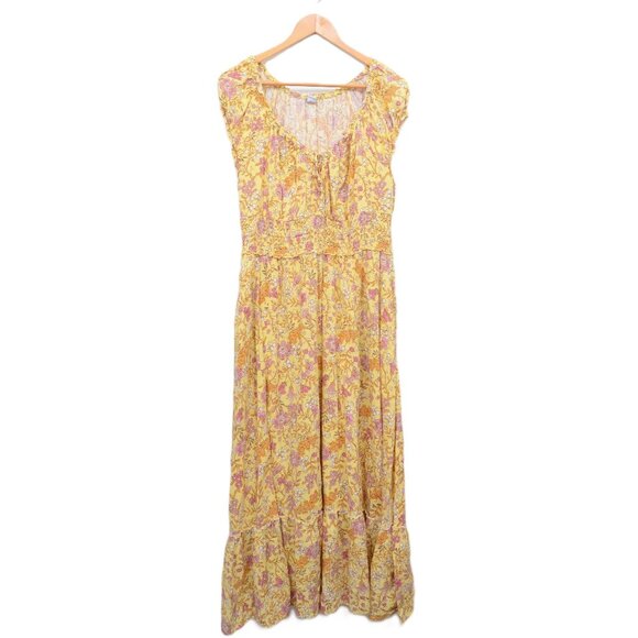 Old Navy Waist-Defined Puff-Sleeve Floral Maxi Dress Size L Fairy Cottagecore - Picture 1 of 9